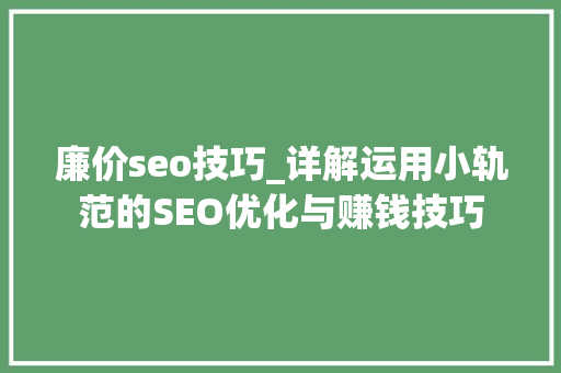 廉价seo技巧_详解运用小轨范的SEO优化与赚钱技巧 廉价seo技巧_详解运用小轨范的SEO优化与赚钱技巧 神马SEO