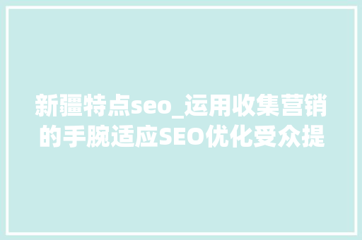 新疆特点seo_运用收集营销的手腕适应SEO优化受众提高网站的流量转化 新疆特点seo_运用收集营销的手腕适应SEO优化受众提高网站的流量转化 搜狗SEO