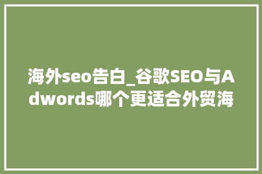 海外seo告白_谷歌SEO与Adwords哪个更适合外贸海外推广 海外seo告白_谷歌SEO与Adwords哪个更适合外贸海外推广 神马SEO
