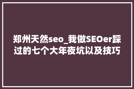 郑州天然seo_我做SEOer踩过的七个大年夜坑以及技巧分享 郑州天然seo_我做SEOer踩过的七个大年夜坑以及技巧分享 网站建设公司