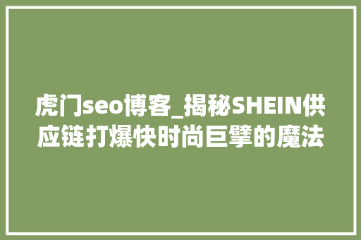 虎门seo博客_揭秘SHEIN供应链打爆快时尚巨擘的魔法如今能打赢Temu吗