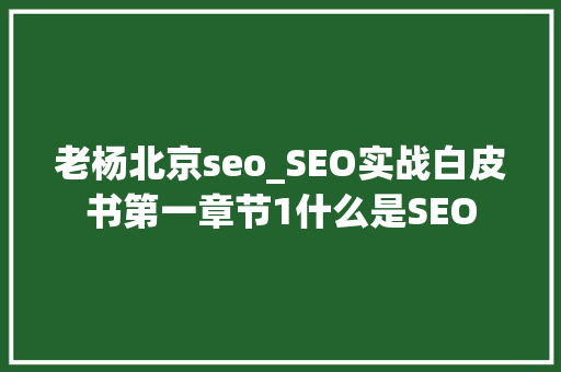 老杨北京seo_SEO实战白皮书第一章节1什么是SEO 老杨北京seo_SEO实战白皮书第一章节1什么是SEO SEO关键词