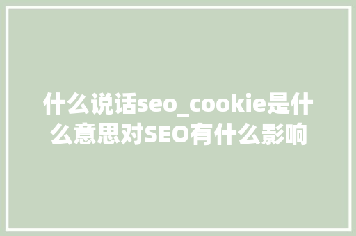 什么说话seo_cookie是什么意思对SEO有什么影响 什么说话seo_cookie是什么意思对SEO有什么影响 网站建设公司