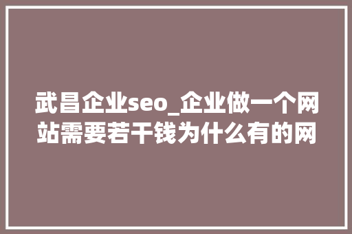 武昌企业seo_企业做一个网站需要若干钱为什么有的网站需要几万有的几百呢 武昌企业seo_企业做一个网站需要若干钱为什么有的网站需要几万有的几百呢 必应SEO