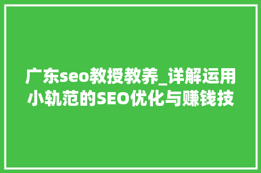 广东seo教授教养_详解运用小轨范的SEO优化与赚钱技巧 广东seo教授教养_详解运用小轨范的SEO优化与赚钱技巧 百度SEO