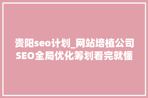 贵阳seo计划_网站培植公司SEO全局优化筹划看完就懂 贵阳seo计划_网站培植公司SEO全局优化筹划看完就懂 网站建设公司