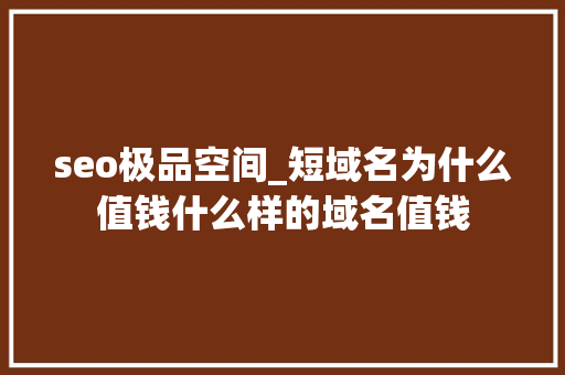 seo极品空间_短域名为什么值钱什么样的域名值钱 百度SEO