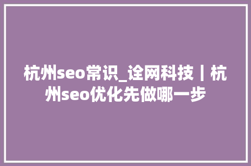 杭州seo常识_诠网科技｜杭州seo优化先做哪一步 杭州seo常识_诠网科技｜杭州seo优化先做哪一步 搜狗SEO