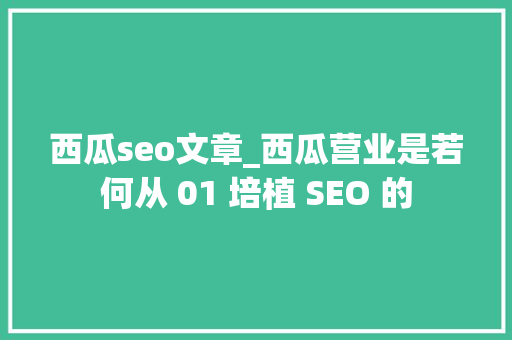 西瓜seo文章_西瓜营业是若何从 01 培植 SEO 的 西瓜seo文章_西瓜营业是若何从 01 培植 SEO 的 百度SEO