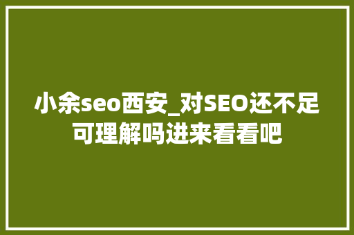 小余seo西安_对SEO还不足可理解吗进来看看吧 小余seo西安_对SEO还不足可理解吗进来看看吧 网站建设公司