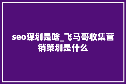 seo谋划是啥_飞马哥收集营销策划是什么 seo谋划是啥_飞马哥收集营销策划是什么 SEO关键词