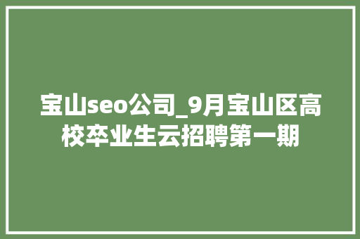 宝山seo公司_9月宝山区高校卒业生云招聘第一期 宝山seo公司_9月宝山区高校卒业生云招聘第一期 SEO关键词