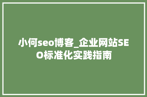 小何seo博客_企业网站SEO标准化实践指南 小何seo博客_企业网站SEO标准化实践指南 SEO关键词