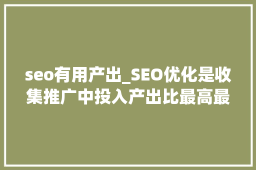 seo有用产出_SEO优化是收集推广中投入产出比最高最有效的一种办法 seo有用产出_SEO优化是收集推广中投入产出比最高最有效的一种办法 SEO关键词