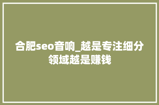 合肥seo音响_越是专注细分领域越是赚钱 合肥seo音响_越是专注细分领域越是赚钱 百度SEO