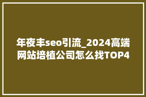 年夜丰seo引流_2024高端网站培植公司怎么找TOP4 年夜丰seo引流_2024高端网站培植公司怎么找TOP4 搜狗SEO