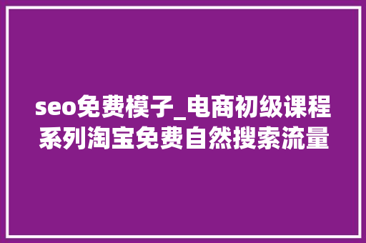 seo免费模子_电商初级课程系列淘宝免费自然搜索流量SEO优化中 seo免费模子_电商初级课程系列淘宝免费自然搜索流量SEO优化中 网站建设公司