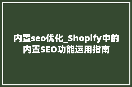 内置seo优化_Shopify中的内置SEO功能运用指南 内置seo优化_Shopify中的内置SEO功能运用指南 百度SEO