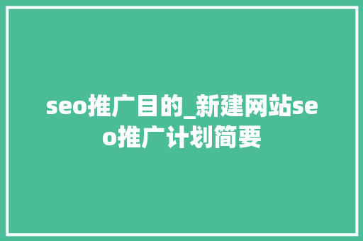 seo推广目的_新建网站seo推广计划简要 seo推广目的_新建网站seo推广计划简要 神马SEO