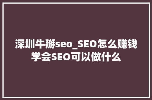 深圳牛掰seo_SEO怎么赚钱学会SEO可以做什么 深圳牛掰seo_SEO怎么赚钱学会SEO可以做什么 SEO关键词
