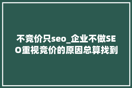 不竞价只seo_企业不做SEO重视竞价的原因总算找到了 不竞价只seo_企业不做SEO重视竞价的原因总算找到了 必应SEO