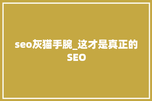 seo灰猫手腕_这才是真正的SEO seo灰猫手腕_这才是真正的SEO 搜狗SEO