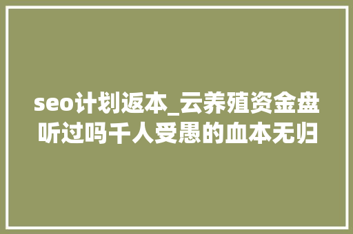 seo计划返本_云养殖资金盘听过吗千人受愚的血本无归 seo计划返本_云养殖资金盘听过吗千人受愚的血本无归 百度SEO