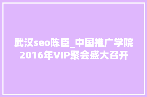 武汉seo陈臣_中国推广学院2016年VIP聚会盛大召开 武汉seo陈臣_中国推广学院2016年VIP聚会盛大召开 神马SEO