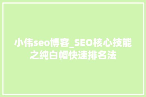小伟seo博客_SEO核心技能之纯白帽快速排名法 小伟seo博客_SEO核心技能之纯白帽快速排名法 网站建设公司