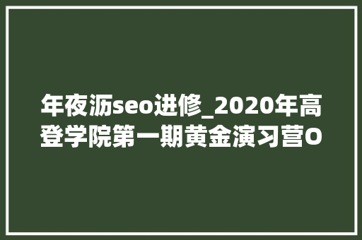 年夜沥seo进修_2020年高登学院第一期黄金演习营OTA特训班圆满停滞 年夜沥seo进修_2020年高登学院第一期黄金演习营OTA特训班圆满停滞 必应SEO