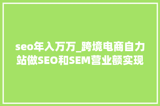 seo年入万万_跨境电商自力站做SEO和SEM营业额实现从0元到1000万的过程