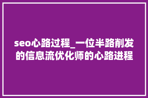 seo心路过程_一位半路削发的信息流优化师的心路进程 seo心路过程_一位半路削发的信息流优化师的心路进程 网站建设公司