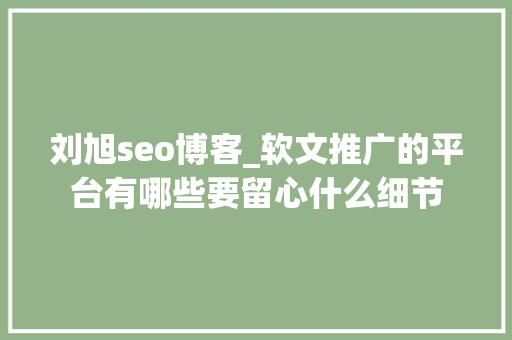 刘旭seo博客_软文推广的平台有哪些要留心什么细节 刘旭seo博客_软文推广的平台有哪些要留心什么细节 必应SEO