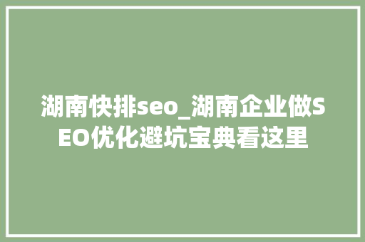 湖南快排seo_湖南企业做SEO优化避坑宝典看这里 湖南快排seo_湖南企业做SEO优化避坑宝典看这里 百度SEO