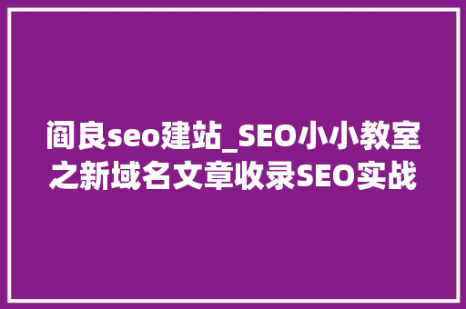 阎良seo建站_SEO小小教室之新域名文章收录SEO实战培训 阎良seo建站_SEO小小教室之新域名文章收录SEO实战培训 网站建设公司