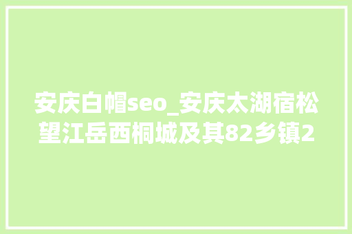 安庆白帽seo_安庆太湖宿松望江岳西桐城及其82乡镇2024年报 安庆白帽seo_安庆太湖宿松望江岳西桐城及其82乡镇2024年报 网站建设公司