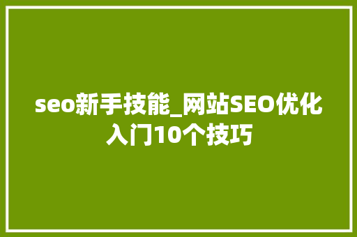 seo新手技能_网站SEO优化入门10个技巧 seo新手技能_网站SEO优化入门10个技巧 搜狗SEO