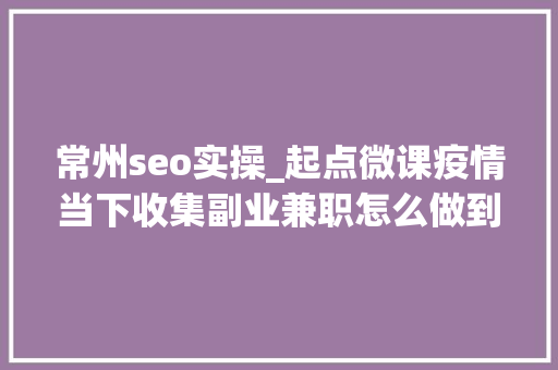 常州seo实操_起点微课疫情当下收集副业兼职怎么做到比全职上班还赚钱 常州seo实操_起点微课疫情当下收集副业兼职怎么做到比全职上班还赚钱 必应SEO