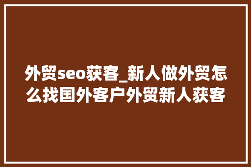 外贸seo获客_新人做外贸怎么找国外客户外贸新人获客渠道 外贸seo获客_新人做外贸怎么找国外客户外贸新人获客渠道 百度SEO