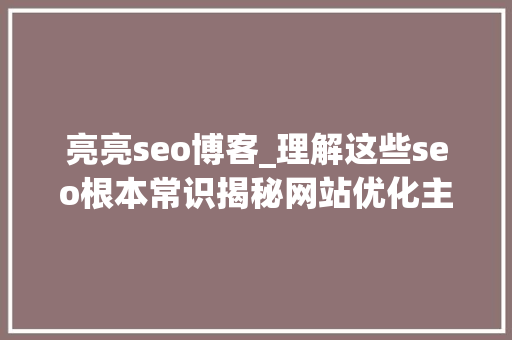 亮亮seo博客_理解这些seo根本常识揭秘网站优化主要做什么 亮亮seo博客_理解这些seo根本常识揭秘网站优化主要做什么 神马SEO