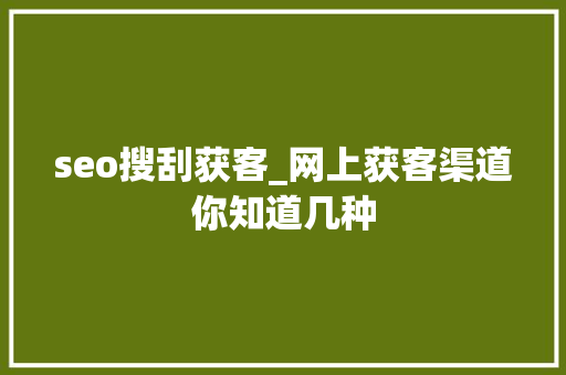 seo搜刮获客_网上获客渠道你知道几种 seo搜刮获客_网上获客渠道你知道几种 网站建设公司