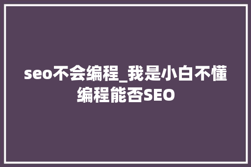 seo不会编程_我是小白不懂编程能否SEO seo不会编程_我是小白不懂编程能否SEO 必应SEO