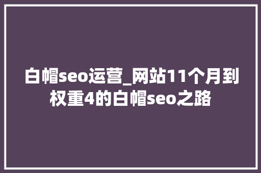 白帽seo运营_网站11个月到权重4的白帽seo之路 白帽seo运营_网站11个月到权重4的白帽seo之路 网站建设公司