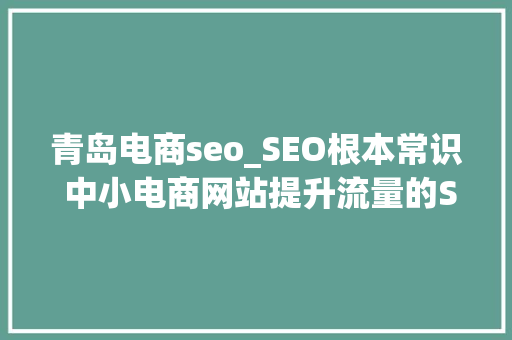 青岛电商seo_SEO根本常识 中小电商网站提升流量的SEO优化详解 青岛电商seo_SEO根本常识 中小电商网站提升流量的SEO优化详解 神马SEO