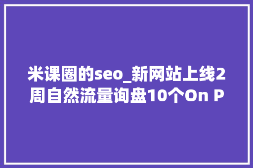 米课圈的seo_新网站上线2周自然流量询盘10个On Page SEO 单页面优化实操 米课圈的seo_新网站上线2周自然流量询盘10个On Page SEO 单页面优化实操 网站建设公司