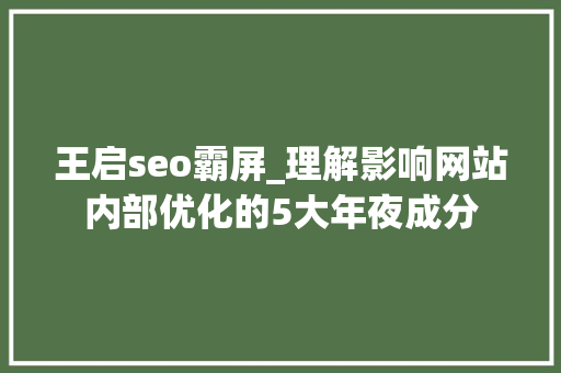 王启seo霸屏_理解影响网站内部优化的5大年夜成分 王启seo霸屏_理解影响网站内部优化的5大年夜成分 百度SEO