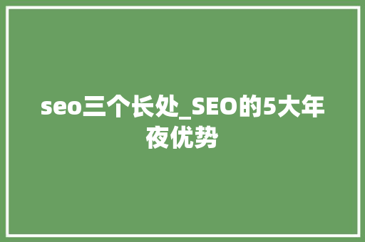 seo三个长处_SEO的5大年夜优势 seo三个长处_SEO的5大年夜优势 网站建设公司