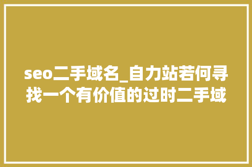 seo二手域名_自力站若何寻找一个有价值的过时二手域名 seo二手域名_自力站若何寻找一个有价值的过时二手域名 神马SEO