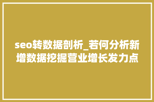 seo转数据剖析_若何分析新增数据挖掘营业增长发力点 seo转数据剖析_若何分析新增数据挖掘营业增长发力点 网站建设公司