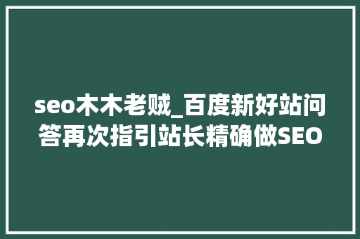 seo木木老贼_百度新好站问答再次指引站长精确做SEO seo木木老贼_百度新好站问答再次指引站长精确做SEO 网站建设公司